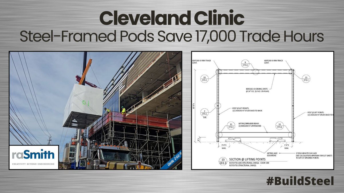 buildsteelorg's tweet image. SFIA member @raSmithsocial used cold-formed steel framing to engineer modular pods that reduced on-site carpentry by 40% for this Cleveland Clinic project. Learn more buildsteel.org/prefabrication… 
#SteelFraming #ModularConstruction #BuildSteel #CFSteel