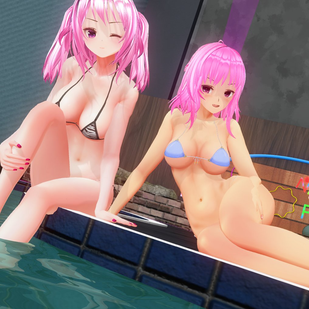 #cm3d版深夜の真剣エディット60分一本勝負　#com3d2
お題　ピンク髪　最近一気に寒くなって水着も見なくなったのに