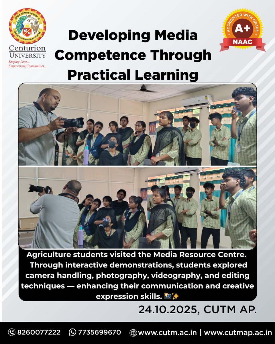 CUTM_AP's tweet image. Beyond the Fields — Students Framing Stories Through Media and Innovation! 🎥

#cutmap #cutmbbsr #cutmpkd #smartagriculture #handsonlearning #mediaresourcecentre #studentskills #creativelearning #agricultureandmedia #experientialeducation #cutmuniversity #studentsinaction