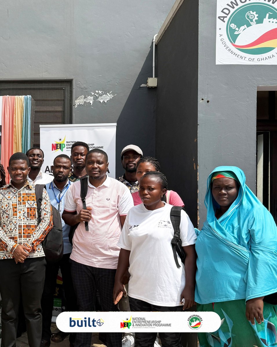 built_africa's tweet photo. Yesterday, Built facilitators began training beneficiaries under the #AdwumawuraProgramme by @neip_ghana, empowering youth to start and grow their own businesses.
Proud to support innovation, entrepreneurship &amp; self-sufficiency, one business at a time. https://t.co/tkMf9s9IHC