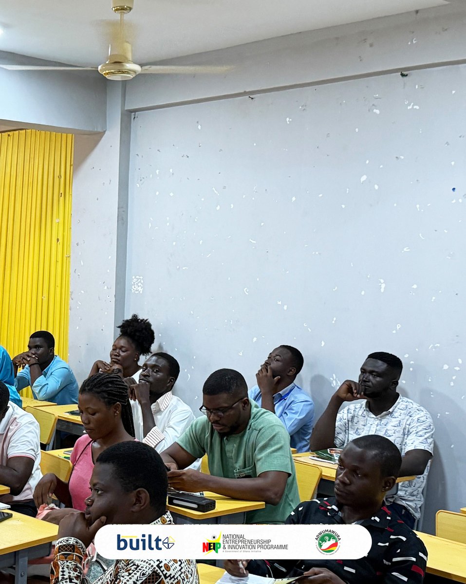 built_africa's tweet photo. Yesterday, Built facilitators began training beneficiaries under the #AdwumawuraProgramme by @neip_ghana, empowering youth to start and grow their own businesses.
Proud to support innovation, entrepreneurship &amp; self-sufficiency, one business at a time. https://t.co/tkMf9s9IHC