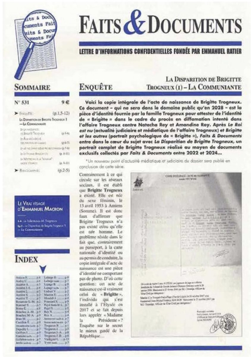 Il est temps d'ouvrir une réflexion sur la reconnaissance des titres de presse par la CPPAP. La rumeur abjecte qui vise #BrigitteMacron a été lancée par "Faits et documents", lettre complotiste et antisémite qui a pourtant bénéficié de cette reconnaissance jusqu'en 2023 au moins.