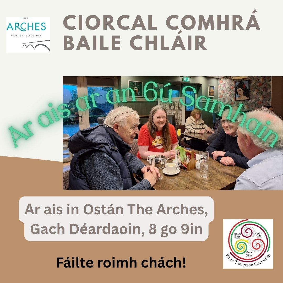 AnEachreidh's tweet image. Beidh an Ciorcal Comhrá i mBaile Chláir ar ais Déardaoin, 6 Samhain (8 go 9 in), tar éis sos seachtaine d’Oíche Shamhna.

Oíche Shamhna shona daoibh go léir!

#Gaeilge 💖