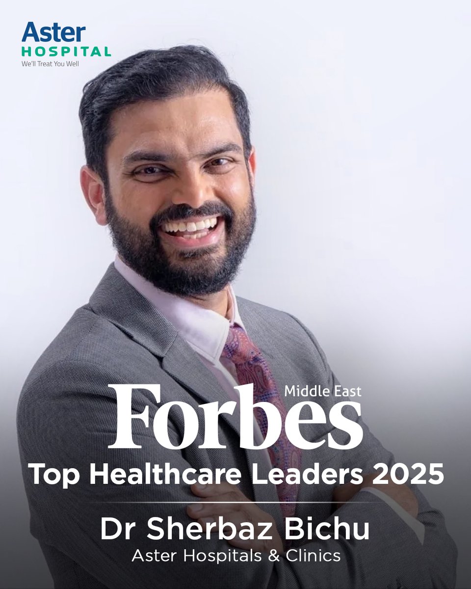 aster_hospital's tweet image. Aster Hospitals celebrates Dr. Sherbaz Bichu, CEO of Aster Hospitals UAE, Oman &amp;amp; Bahrain, for being named among Forbes Middle East’s Top Healthcare Leaders 2025, a true recognition of his innovation, excellence &amp;amp; compassionate leadership. #TeamAster