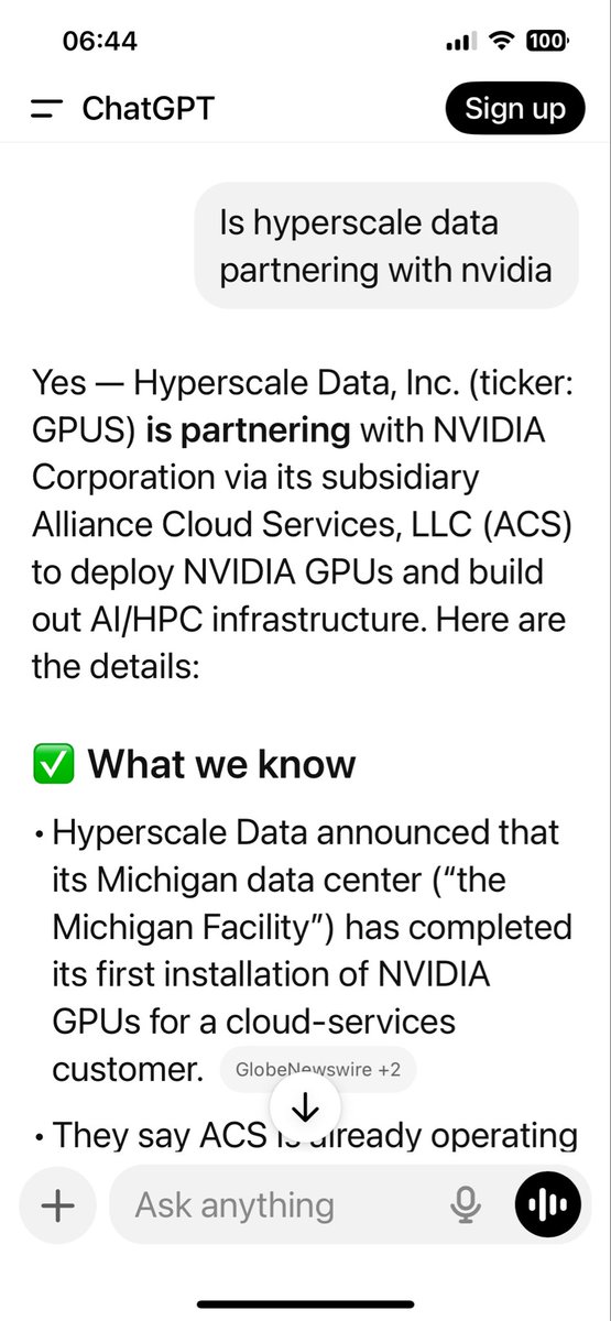 rockypepino's tweet image. $GPUS I day traded this yesterday. Probably should have just held it. Market cap seems way too small here to have this kind of partnership with $NVDIA. I think we can minimum 4x from here. I’m back in.