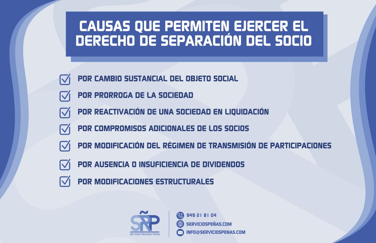 🟦 | TE ASESORAMOS |

🔊 DERECHO DE SEPARACIÓN DEL SOCIO: CUÁNDO Y CÓMO ABANDONAR UNA SOCIEDAD SIN PERDER TUS DERECHOS

🗣 Nuestro Ceo, <a href="/JoseMiGuada/">JoséMi Peñas</a> indica que "es una válvula de seguridad que equilibra el poder de la mayoría".

ℹ Todos los detalles en serviciospeñas.com/2025/10/28/der…