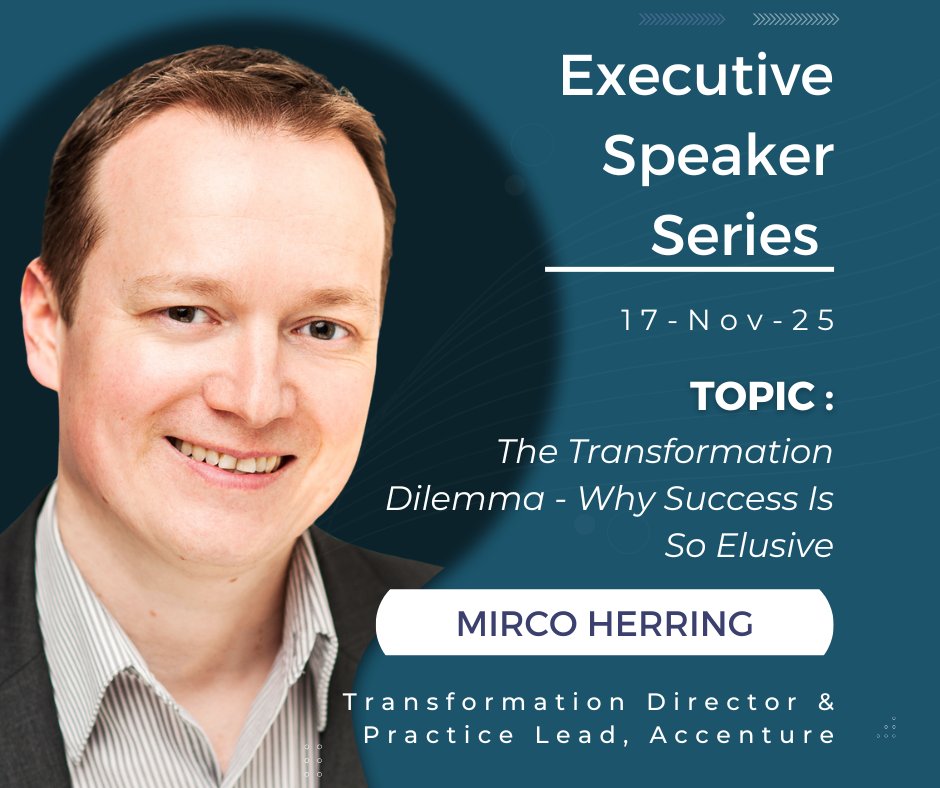 managertools's tweet image. 🚨 Join our next Executive Speaker Series!
📅 Nov 17, 2025 | 🕔 5 PM ET
🎙️ Mirco Hering, Transformation Director @ Accenture
Topic: The Transformation Dilemma – Why Success Is So Elusive

#ExecSpeakerSeries #Leadership #Transformation