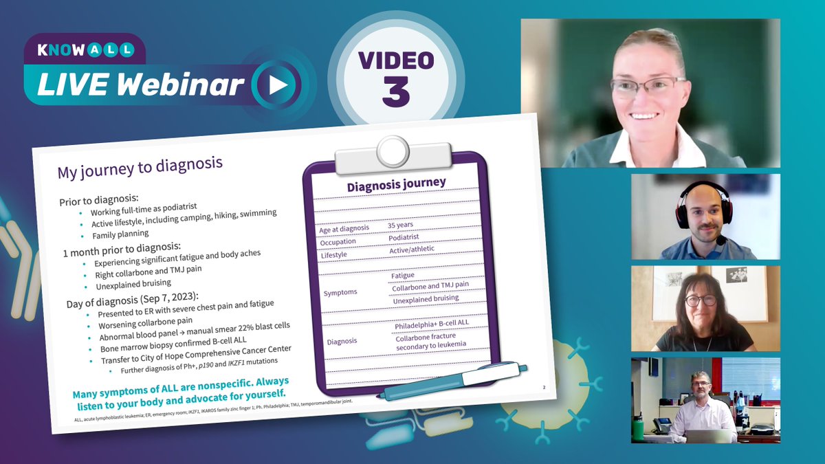 Good-quality care is more than just medicine. Learn from Know ALL Ambassador Jess Olson’s personal experience and insights on immunotherapy for #AcuteLymphoblasticLeukemia. 

Learn more: loom.ly/BkTAYtU

#KnowALL #leukemia #leusm #ALLsm