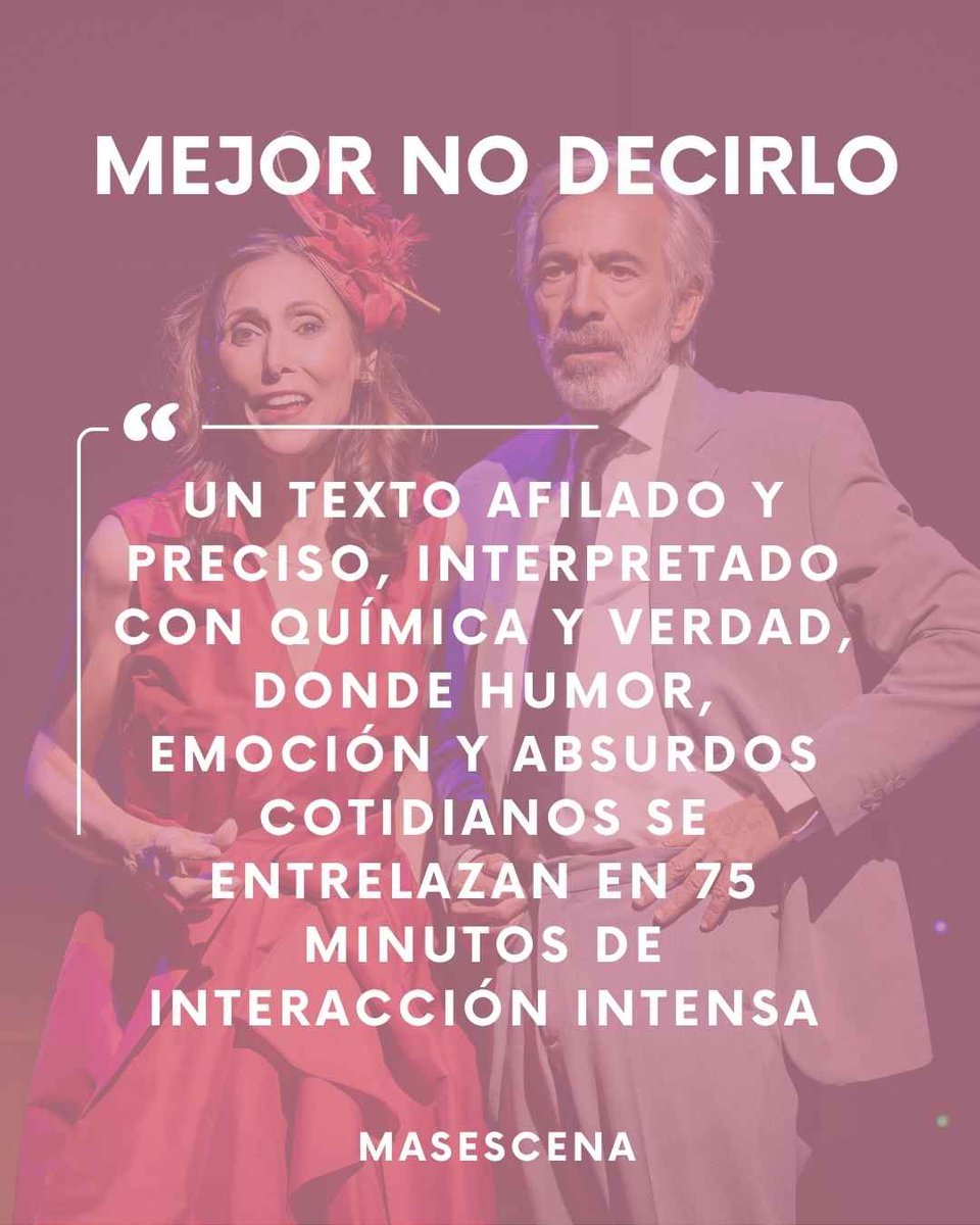 𝗠𝗘𝗝𝗢𝗥 𝗡𝗢 𝗗𝗘𝗖𝗜𝗥𝗟𝗢 🤐

Os dejamos por aquí la crítica de #MejorNoDecirlo para <a href="/Mas_Escena/">MasEscena</a> 

🗓️ 𝗛𝗮𝘀𝘁𝗮 𝗲𝗹 𝟮𝟯 𝗱𝗲 𝗻𝗼𝘃𝗶𝗲𝗺𝗯𝗿𝗲, ¡te esperamos en el teatro! 💗

masescena.es/opinion/mejor-…