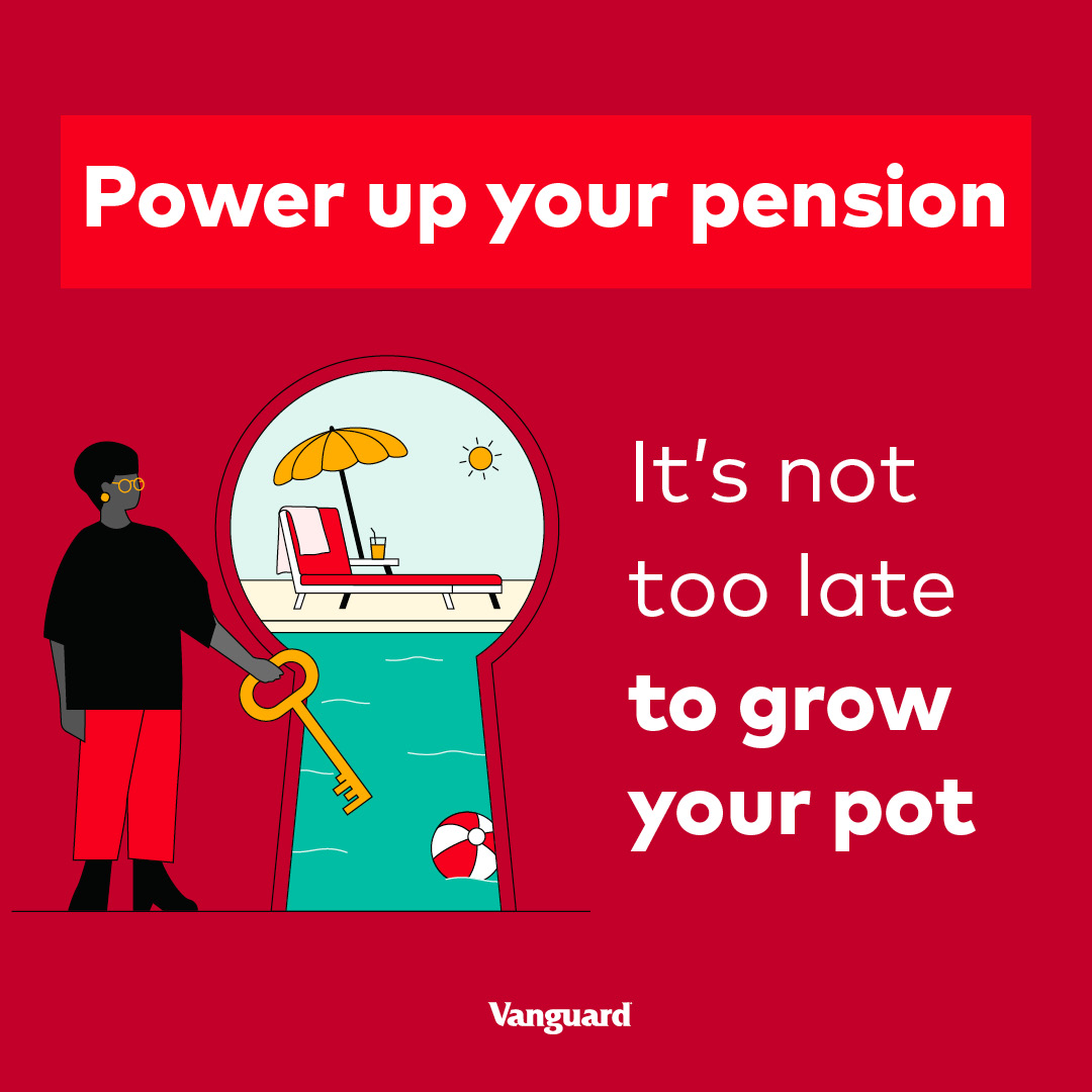Vanguard_UK's tweet photo. Your 50s are the perfect time to power up your pension. Whether you’re catching up or planning ahead, read our article to find out how to give your pension the boost it deserves.

Read more: https://t.co/3DpusZA6XM 

Capital at risk. Tax rules apply. https://t.co/AHJ2NONngy