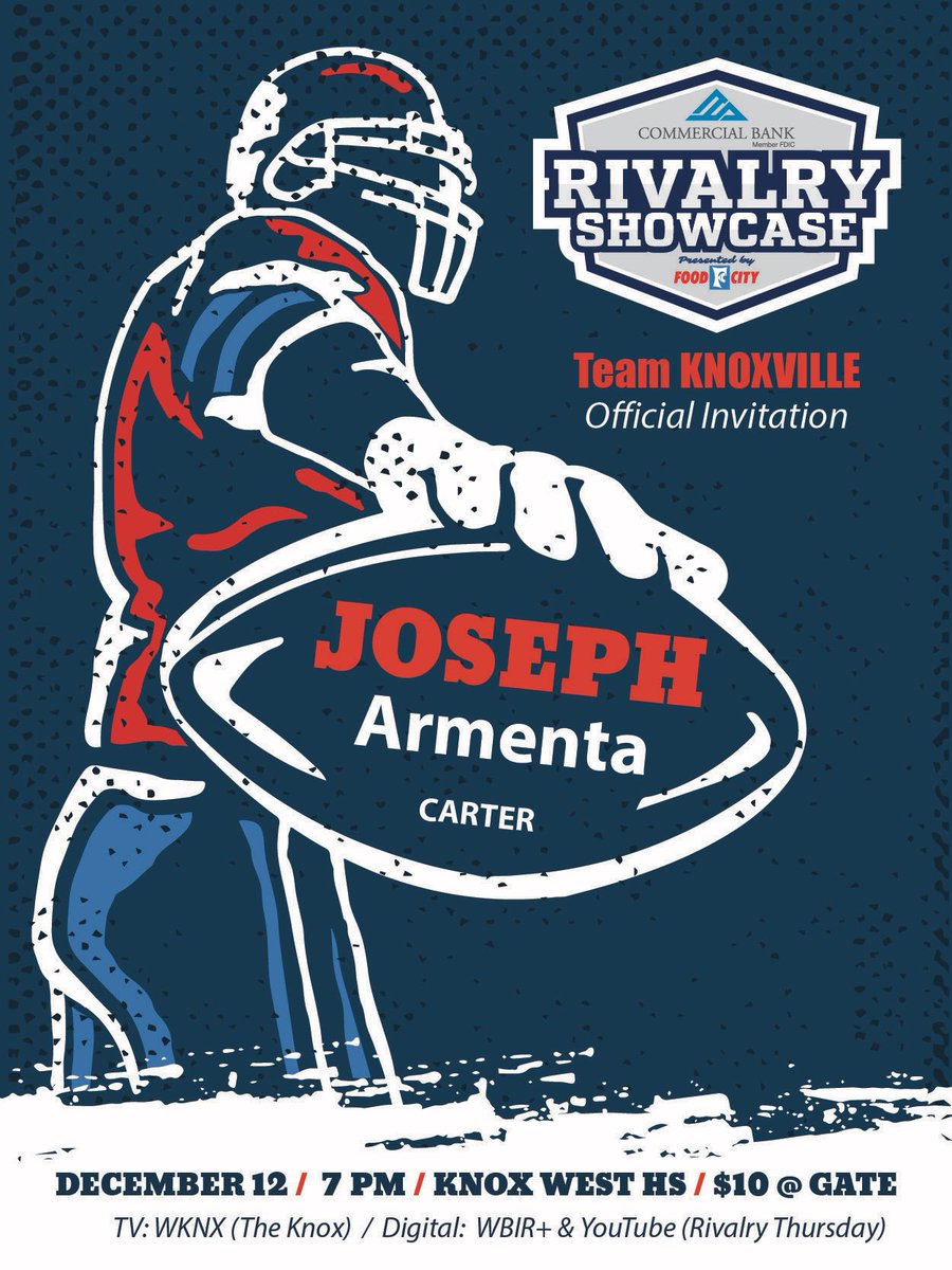 BEYOND BLESSED, to announce I’ve been selected to participate in the Rivalry Showcase!!! <a href="/rivalrythursday/">RIVALRY THURSDAY</a> <a href="/CommercialBank_/">Commercial Bank</a> <a href="/Todd_Helton/">Coach Todd Helton</a> <a href="/CarterHSFB/">Carter HS Football</a>