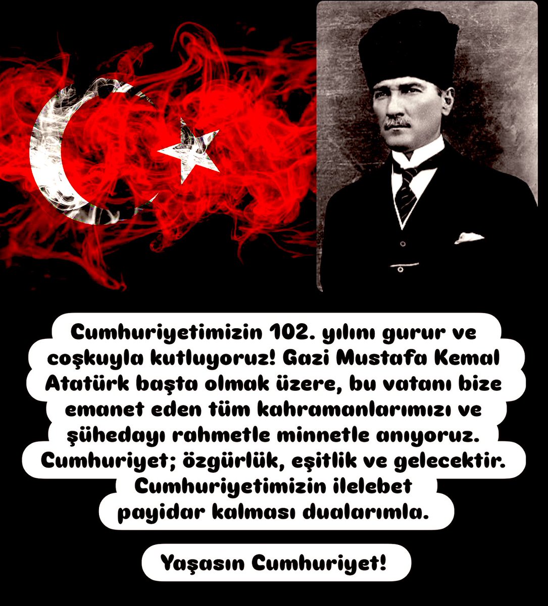 #yaşasınCumhuriyet
#29EkimCumhuriyetBayramı
#TürkiyeCumhuriyeti
#Türkiyeyüzyılı
#NeMutluTürkümDiyene 
#GaziMustafaKemalAtatürk