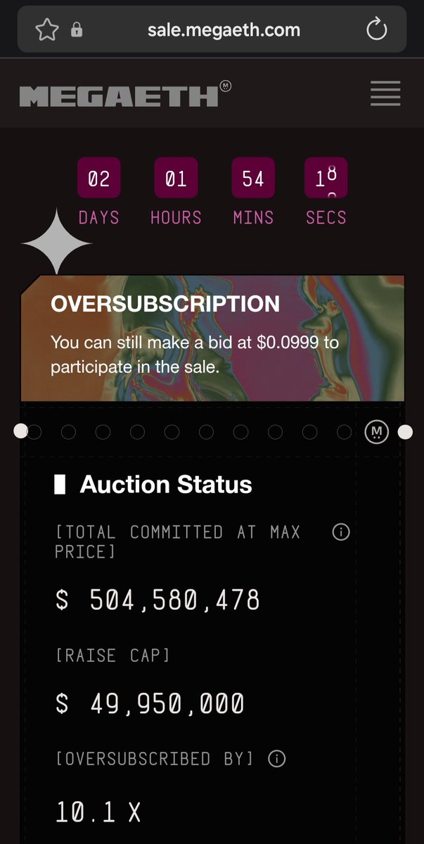Just dropped $10.000 on the auction sale for $MEGAETH.

⏳