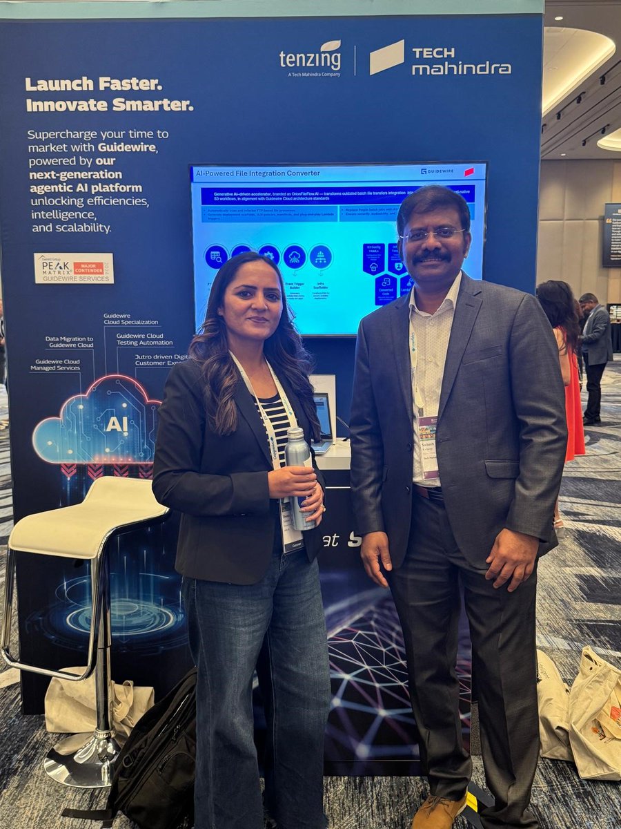 tech_mahindra's tweet image. Day 1 at Guidewire Connections 2025
An exciting start with an engaging partner session and Q&A featuring Mike Rosenbaum (CEO) and John Mullen (President) of Guidewire Software. We connected with leading carriers from across the globe and showcased our differentiators in…