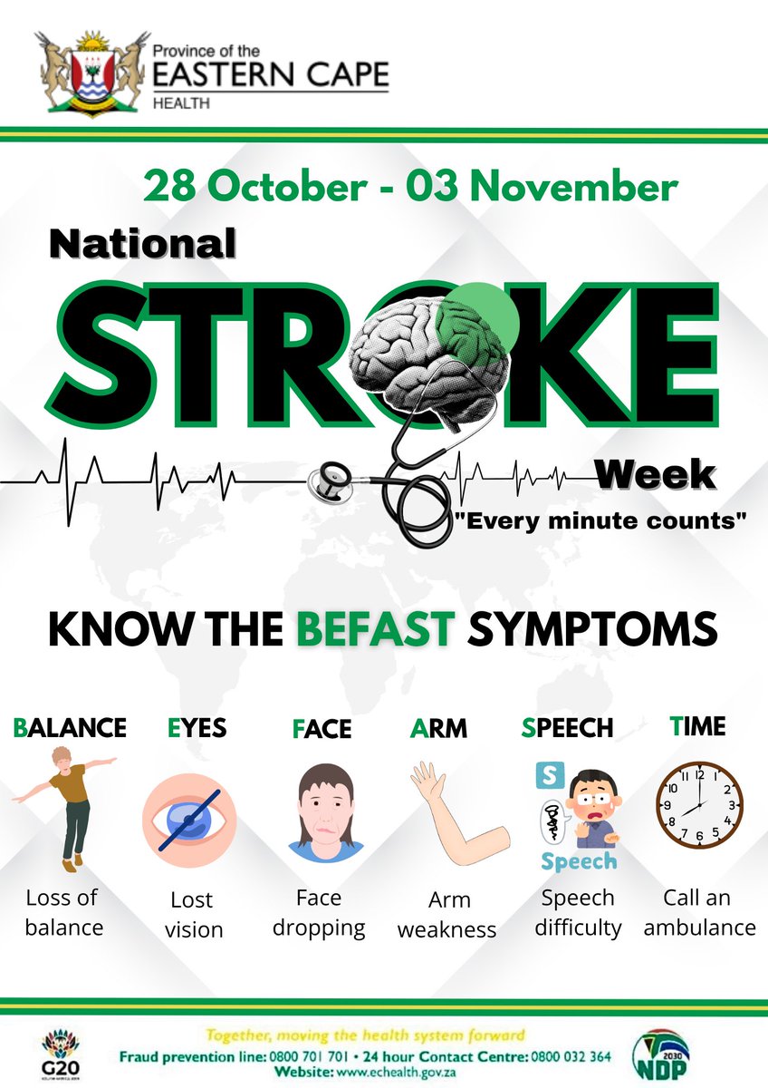 easterncapedoh's tweet photo. National Stroke Week reminds us that strokes can happen to anyone, at any age. Know the signs, take control of your health, and spread awareness.

#ECDOH
#StrokeWeek
#StrokeAwareness
#ACTFast https://t.co/32J1RsYfn4