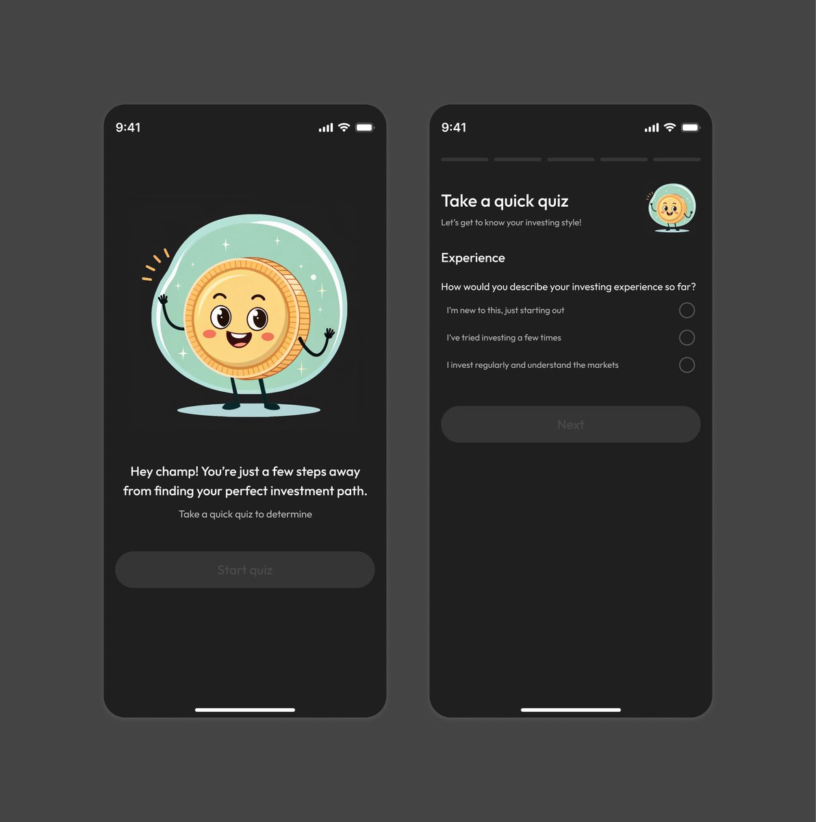 OloladeDesign's tweet image. Investing can feel intimidating when you’re just getting started. Which is why NestFund focus is to make it simple.

A quick quiz helps us understand your investment experience, so our Coin Advisor can guide you with the right recommendations and confidence from day one.
Because…
