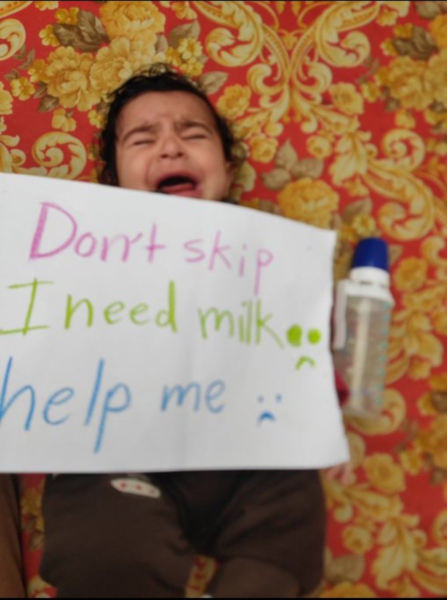 I BEG YOU HE Will DIE☹️

MOHAMMED NEED MILK 
MOHAMMED NEED MILK 

Please don’t ignore this call Mohammed is hungry, and he deserves to live

HUMANITY IS GONE TODAY WE BEGIN SURVIVING ON WATER AND SAlT.

3 replies — even dots — can break the
 algorithm😭

chuffed.org/project/154635…