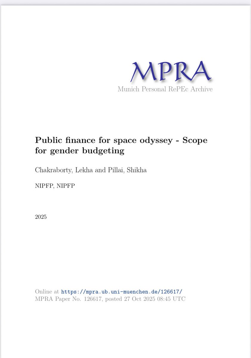 lekhachakrborty's tweet photo. Do read our paper on “Public Finance for Space Odyssey: Gender Budgeting”   https://t.co/dGOkDM8m2Y https://t.co/u9iGY2KT5s