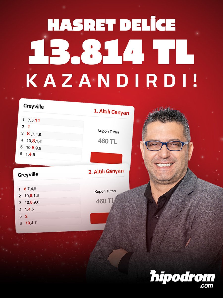 💥 🎁 Uzman yazarımız Hasret Delice (<a href="/hasretdelice/">Hasret Delice</a>) 27 Ekim Pazartesi Greyville yarış programında 1. altılı ganyanda 6.227 TL ve 2. altılı ganyanda 7.587 TL olmak üzere üyelerimize 13.814 TL kazandırdı.