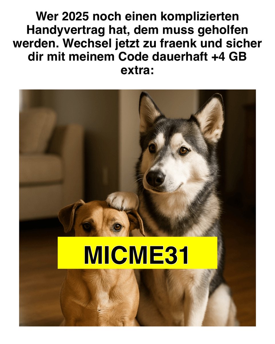 ComandanteDuro's tweet photo. @fraenk_de Aktuell gibt es von Fraenk 20GB + 4GB = insgesamt 24 GB, wenn Ihr meinen Code nutzt: 

MICME31

würde mich freuen! https://t.co/fqQLbEd757