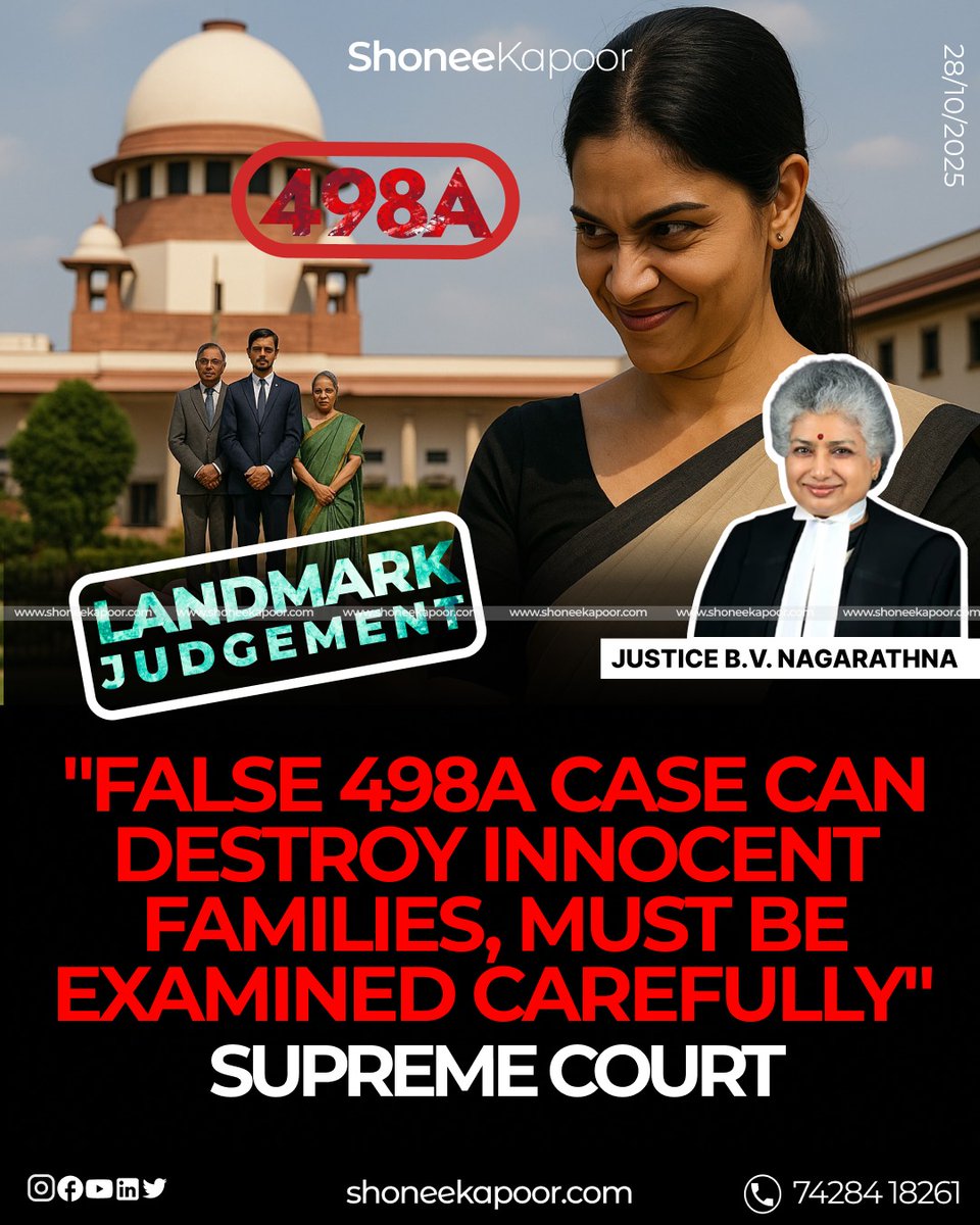 ShoneeKapoor's tweet image. The Supreme Court has quashed a #dowry #harassment case against a man falsely #accused by his sister-in-law, stressing that courts must examine marital cruelty claims with utmost care to prevent misuse and #injustice.

Read more:👇
shoneekapoor.com/legal-news/all…