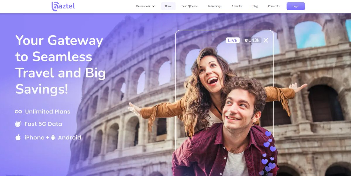 Baztel_eSIM's tweet image. Ready to travel without limits? Getting started is simple:

- Visit baztel.co

- Choose your destination.

- Buy your eSIM.

- Check your email, scan the QR code, and CONNECT!

It’s that easy.

#baztel #esim #esimprovider