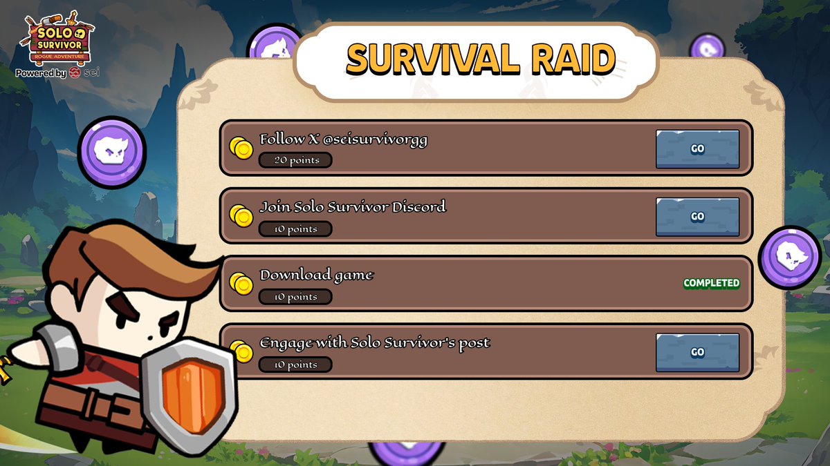 seisurvivorgg's tweet image. 🪖 SURVIVAL RAID IS LIVE!

Alright Survivors, while waiting for the next tournament, your new adventure begins now. ⚔️

Complete missions, earn points, and climb your way toward future tokens. 💰

⏰ First come, first served. Let’s see who raids their way to the top!
👉…