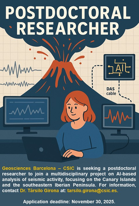GironaTarsilo's tweet image. Seeking a postdoctoral researcher! #postdoc #volcan #volcanology #seismology #geophysics #AI #DataScience #DAS
