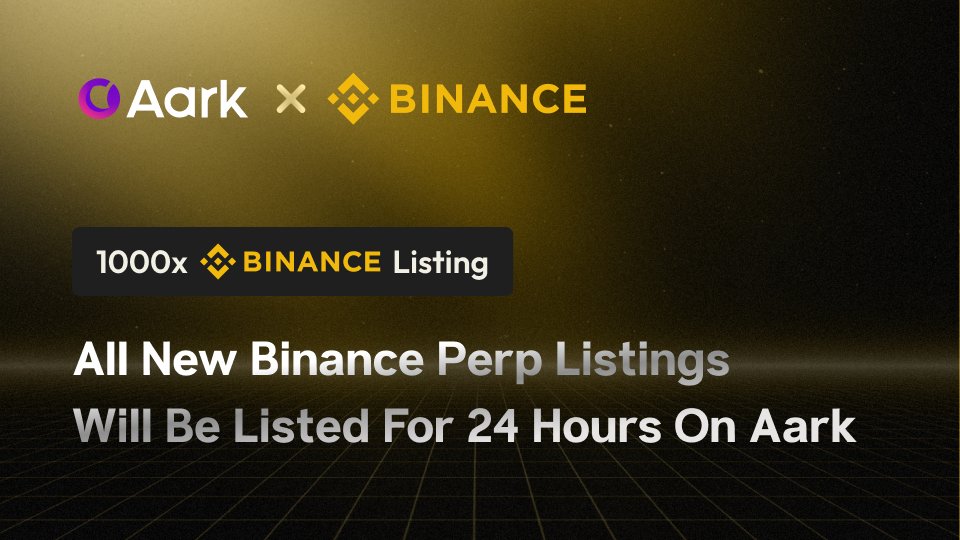 Aark_Digital's tweet photo. 🚨 It’s time for the 1000× @Binance Listing!

Aark will list every new Binance Perp asset for up to 24 hours
but with up to 1000× leverage for the next 2 weeks!

To celebrate, we’re giving away $200 💸

✅ Retweet this post
✅ Tag 3 top traders you think crush new listings

🎁 5 lucky winners will share $200!