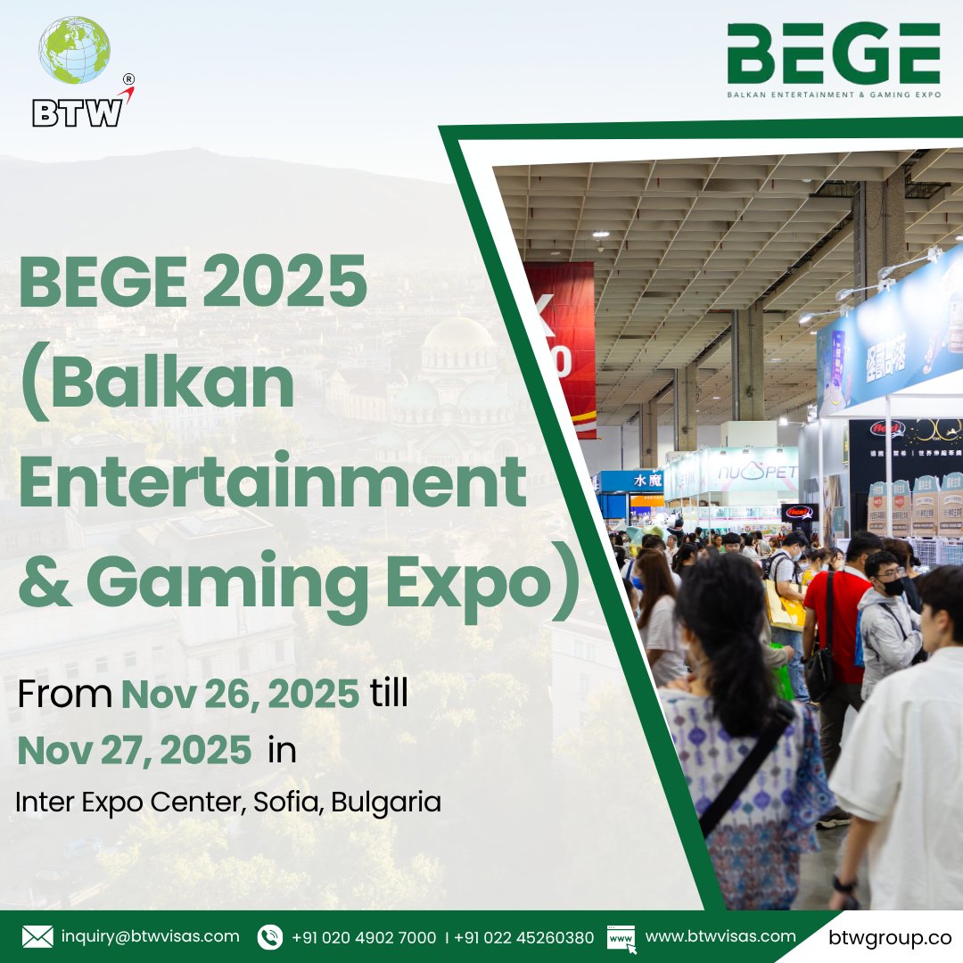 BTWVisaServices's tweet image. Ready for BEGE 2025? Join the Balkan Entertainment &amp;amp; Gaming Expo from Nov 26-27 at Inter Expo Center, Sofia, Bulgaria!

#btwimf #bege2025 #gamingexpo #balkangaming #entertainmentindustry #sofiaevents #bulgaria
#tradeshow #casinotech #nov2025 #gamingnews