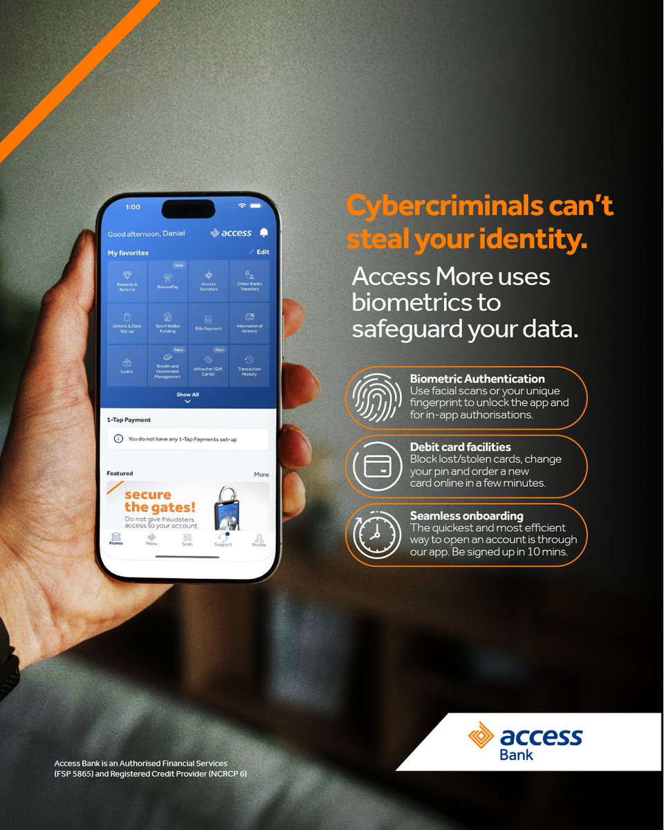 Secure banking made simple. From biometric login to instant card control, Access More keeps your identity safe, and your finances in your hands.🔐

#BankOnUs