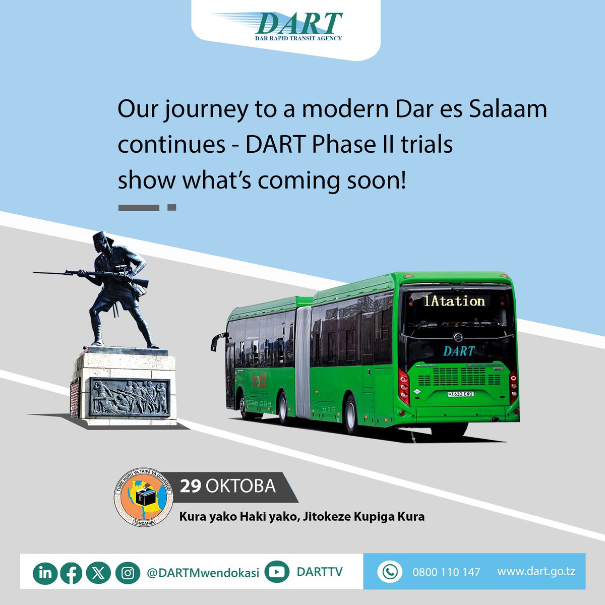 #DARTMwendokasi #MwendokasiApp #Tanzania #TowardsSmartCities #TwendePamoja #kurayakohakiyakojitokezekupigakura #oktoba2025 #tumehuruyataifayauchaguzi #uchaguzi2025 #UchaguziMkuu #uchaguzi