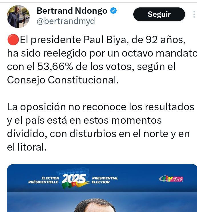 Abrió la boca <a href="/bertrandmyd/">Bertrand Ndongo</a> pero no se atreve a decir nada sobre la dictadura🤣
Muy "valiente" acosando a los políticos españoles pero del presidente dirigiendo su país 43 años y a sus 92 años forzando un 8° mandato no te atreves a decir nada al respecto 🤔
Qué valiente eres 🤣🤣