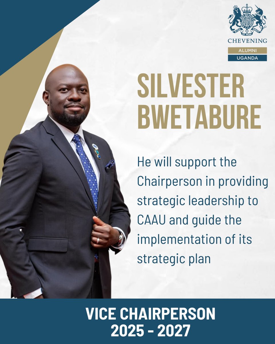 CheveningUganda's tweet image. Meet our new Vice Chairperson, Silvester Bwetabure. 

He will support the Chairperson in providing strategic leadership, governance, and operational oversight. 

Welcome aboard, Mr Bwetabure. We look forward to the great things we will achieve together for our association.