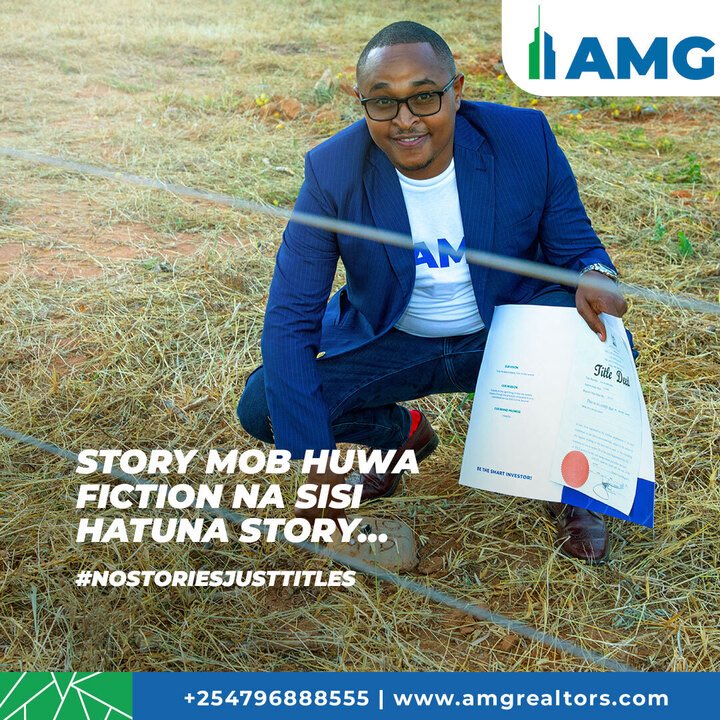 Hapa AMG hatukati corner na shady dealers.

We connect you to a real relationship manager who will walk with you every step of the way to get you your dream land.
Talk to us today.

#NoStoriesJustTitles #AMGRealtors #13yearsofturningdreamstodeeds