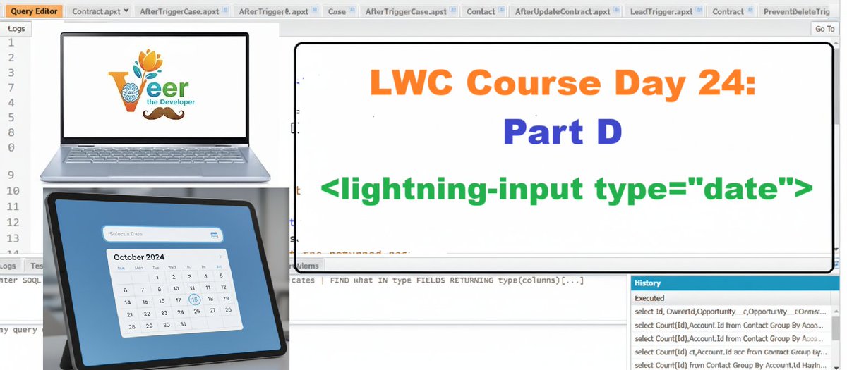 Veer_developer's tweet image. 📅 Day 24 (Part C) | LWC Date Picker
Learn how to use &lt;lightning-input type="date"&gt; ⏳ in Lightning Web Components!
✅ Set min &amp; max dates to restrict user selection
💻 Handle date changes
Watch now: youtu.be/0G_S8DITidI#Sa… #LWC #LightningWebComponents #DatePicker #SalesforceDev