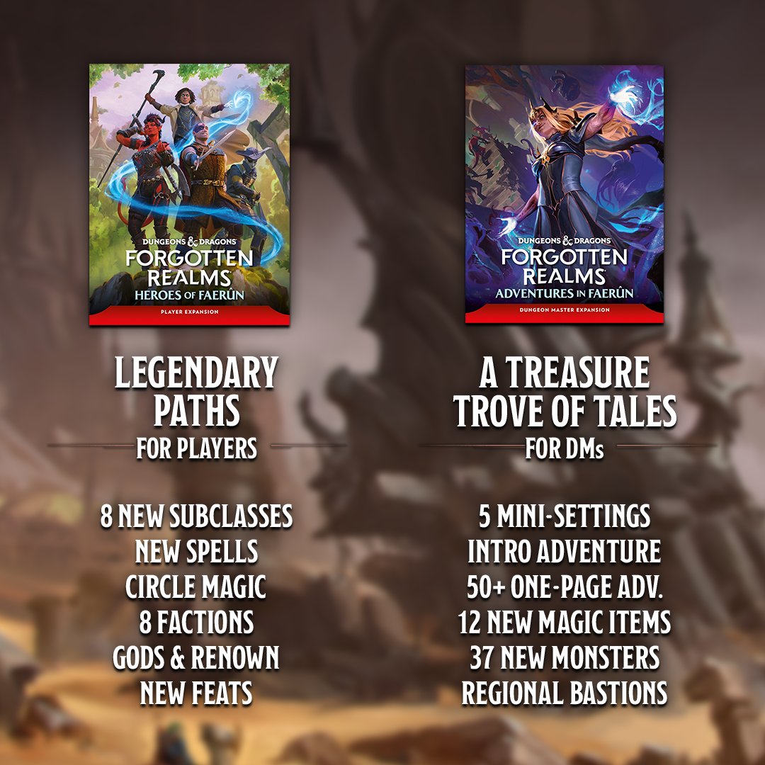 Wizards_DnD's tweet photo. Forgotten Realms: Adventures in Faerûn and Heroes of Faerûn go live November 11.

Early access starts today with your Master Tier subscription, pre-order now: https://t.co/by1NEukqVg https://t.co/NHa9uLJQm4