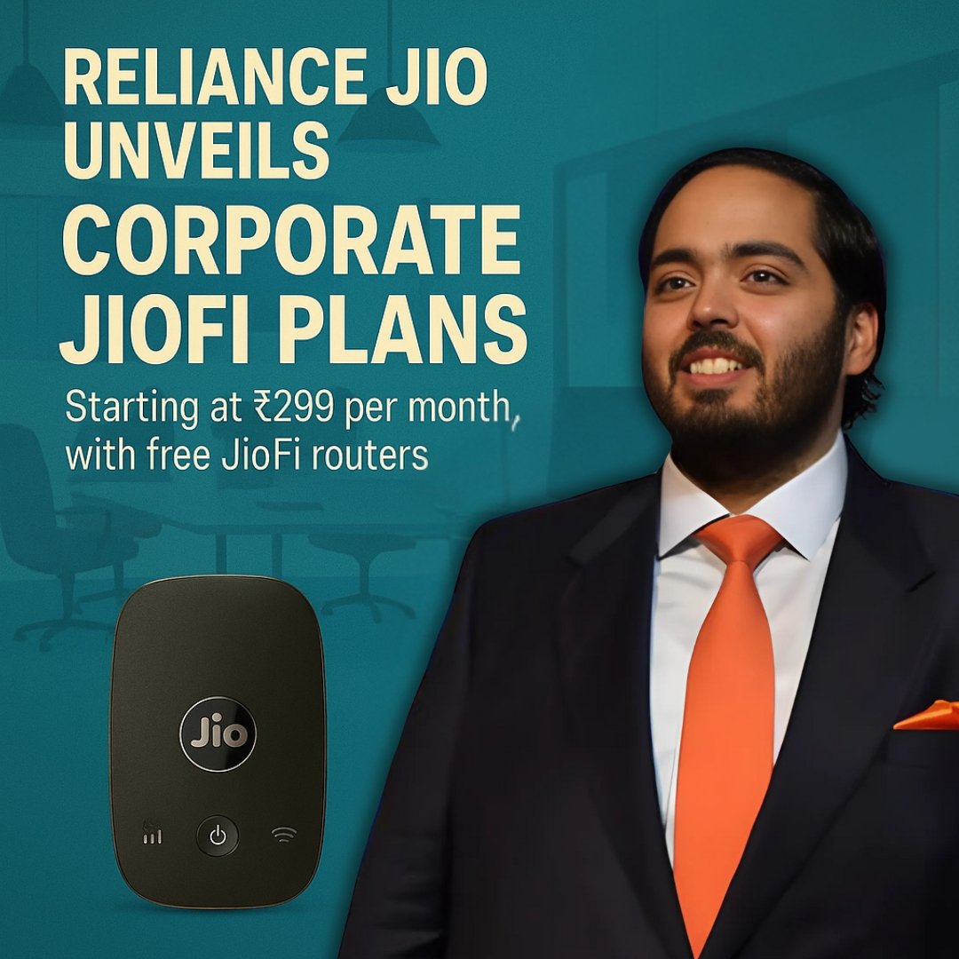 BusinessMe75158's tweet image. Jio ne launch kiye naye Corporate JioFi Plans ₹299/month se💼
Free router, 65GB data aur 10 devices tak support har office aur startup ke liye fast 4G internet!

#RelianceJio #JioFi #BusinessConnectivity