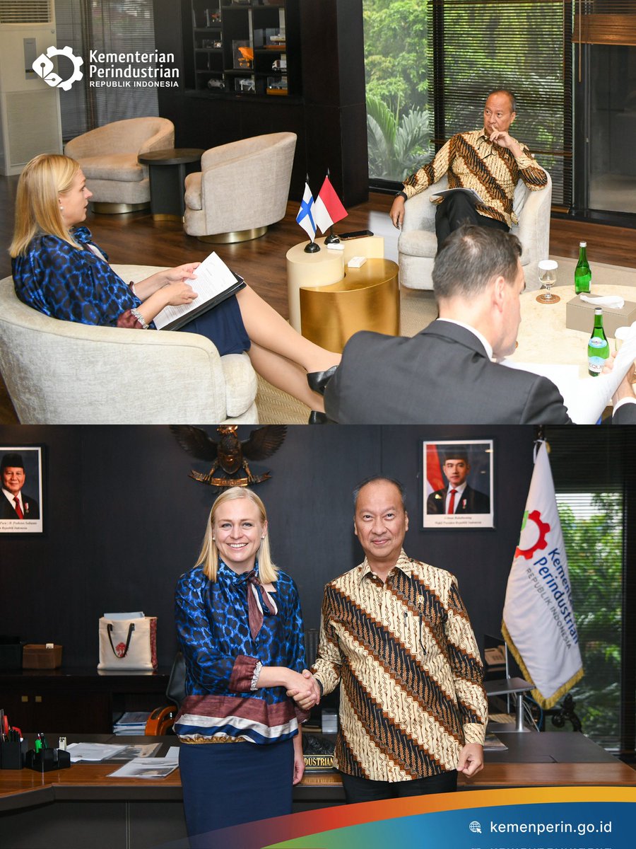Kemenperin_RI's tweet photo. Menperin @agusgumiwangK menerima kunjungan kehormatan Menlu Finlandia, Ms. Elina Valtonen (27/10) di Jakarta, membahas penguatan kerja sama investasi industri, rencana ekspansi investasi Nokia & perusahaan Finlandia lainnya.
#IndonesiaFinlandia #Digitalisasilndustri #TKDN https://t.co/oIjBnHdezq