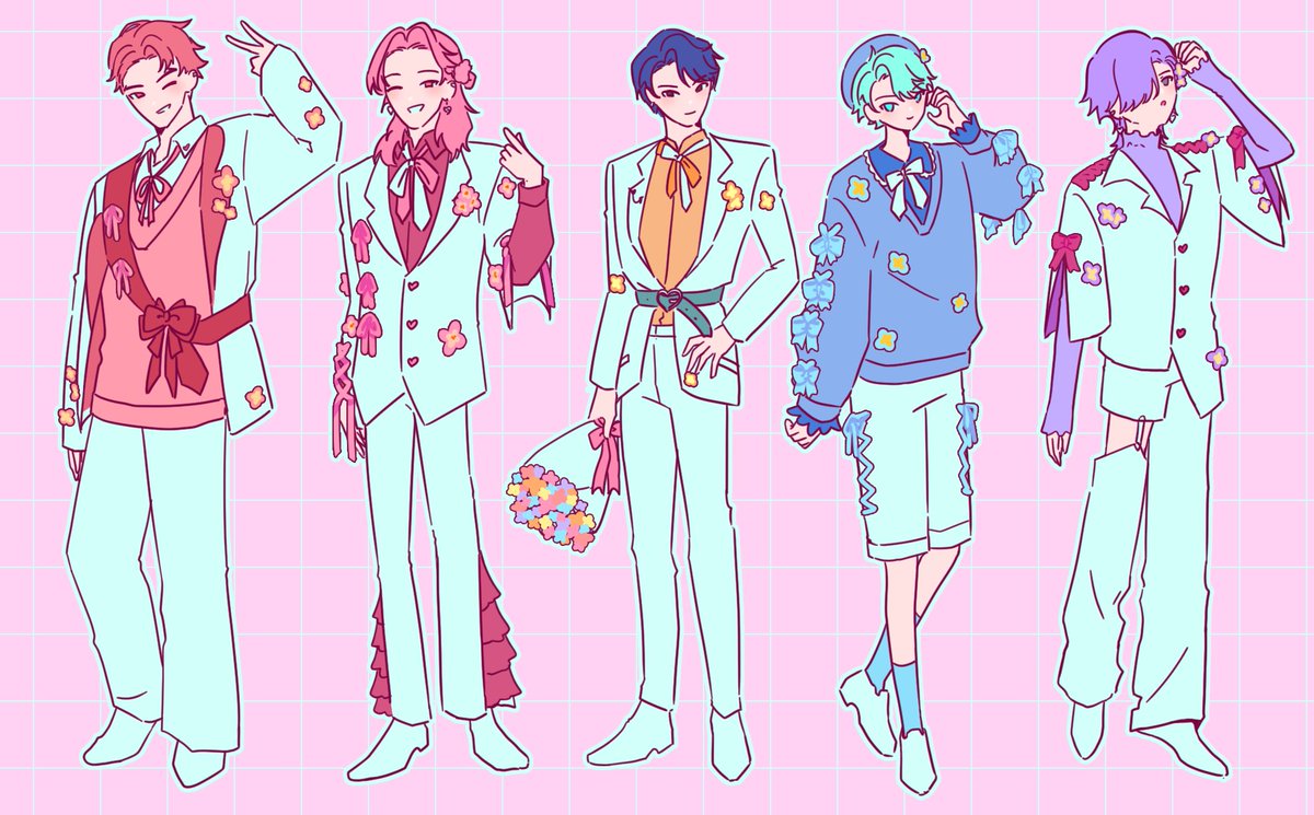 一応全身コーデもあります🎀❤️🩷🖤💚💜