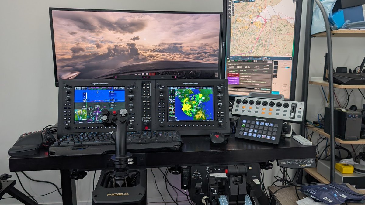 tobiigaming's tweet photo. Flight deck dreams come true! ✈️
Shoutout to Discord member Malaromane for this avionics-packed, ready-for-takeoff setup 🌤️
Could you see yourself logging hours here?
#SimSetupSunday https://t.co/2RHc4F18kb