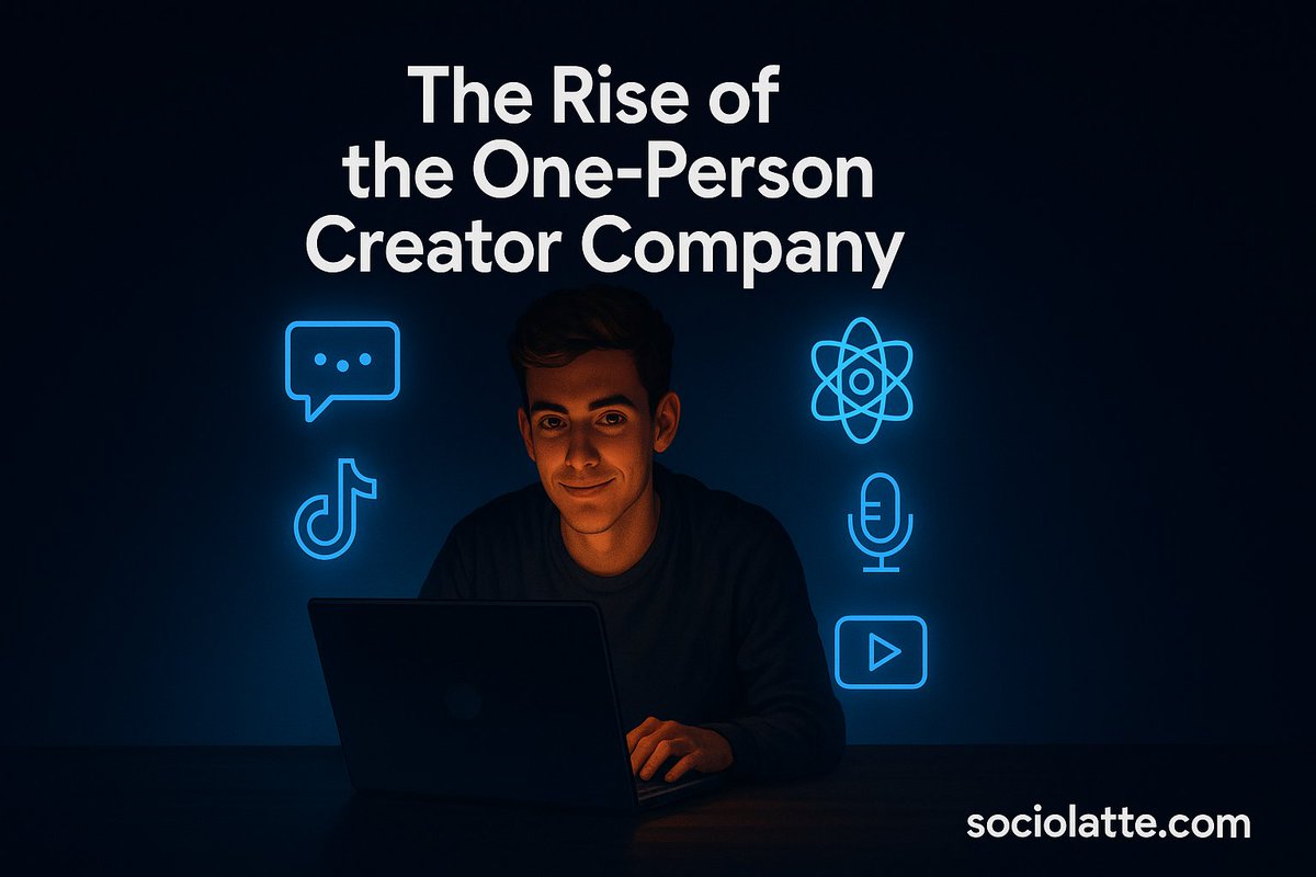 Sociolatte's tweet image. The Rise of the One-Person Creator Company sociolatte.com/2025/10/the-ri… #CreatorEconomy2025 #Solopreneurship #AutomationTools #AIProductivity #DigitalInnovation #ContentEntrepreneurship #MediaOfOne #SystemThinking #AILeverage #CreatorStartups