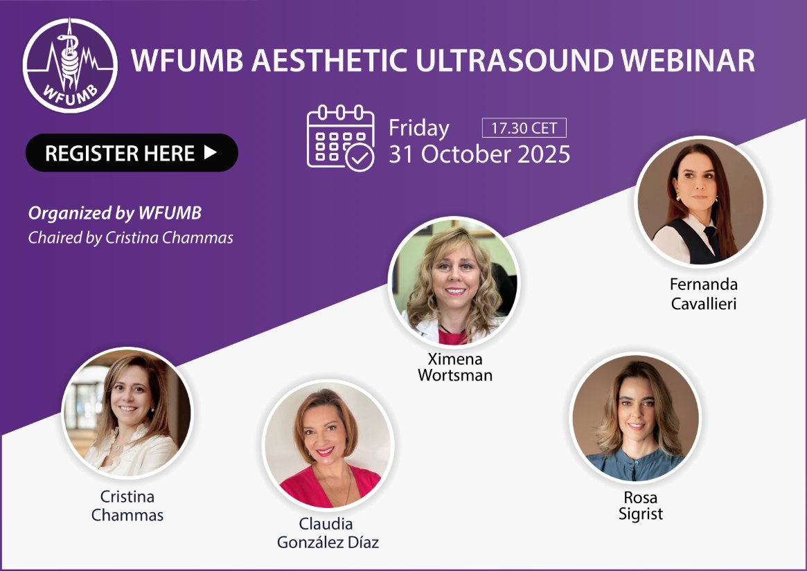 WFUMB Aesthetic Ultrasound Webinar
Friday 31 October at 17.30 CET

Registration is now open!
wfumb.org/2025/08/21/wfu…
