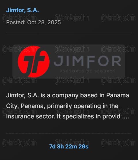 MarioRojasChin's tweet image. 🇵🇦 Jimfor de #panama ha caído víctima del ransomware #Ciphbit. Este grupo afirma haber obtenido datos internos de la organización y planea publicarlos en un plazo de 8 días. #Ransomware #Ciberseguridad
