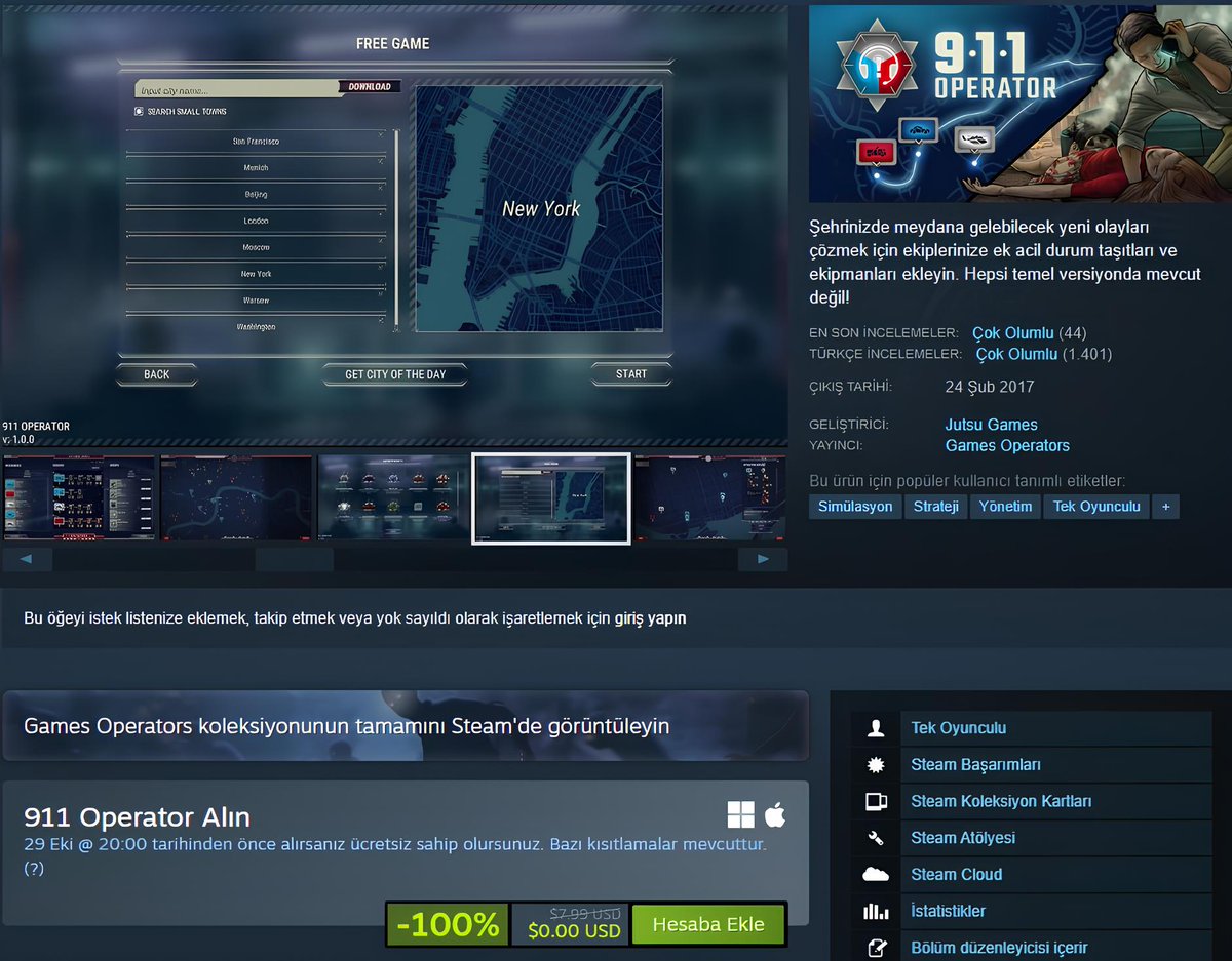 GamesDigitale's tweet photo. "911 Operator" Steam'de ücretsiz oldu.

⌛️ Son Tarih: 29 Ekim

#Steam