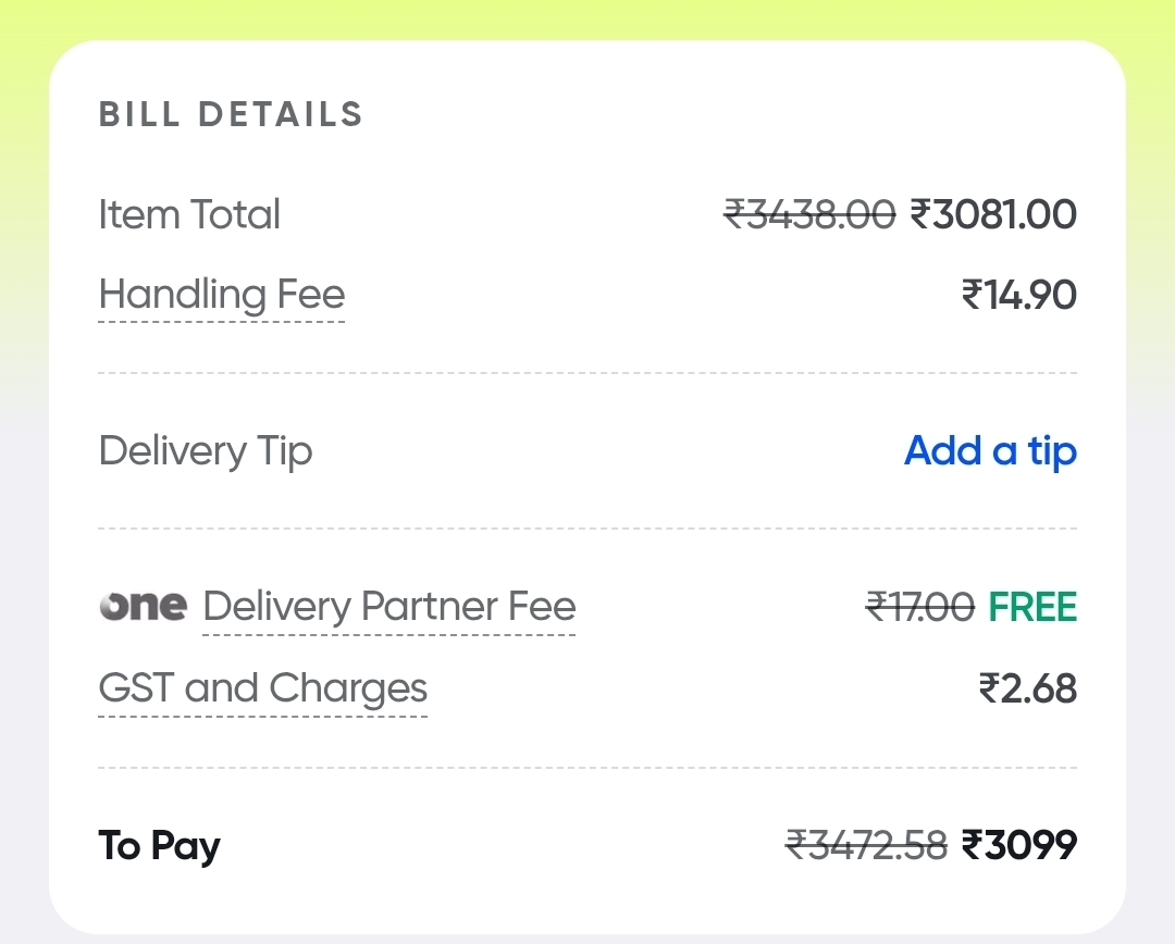 imYadav31's tweet photo. Swiggy bro your app banner says 0 handling fee for orders above ₹299 for instamart.......my order is ₹2000+ and still got charging a handling fee.....care to explain??

@SwiggyInstamart https://t.co/lLIRjomA2w
