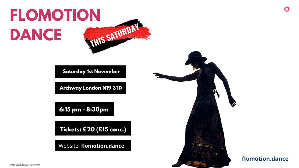 Flomotion Dance | Saturday 1st November

Flomotion dance is about conscious dance. Each dance is guided by the author, Julia Franks.

Start: 6:15 pm
Location: Archway N19
Tickets: £20 (£15 conc.)
Book: Online, search ‘Flomotion dance’

#ConsciousDanceUK #EcstaticDance