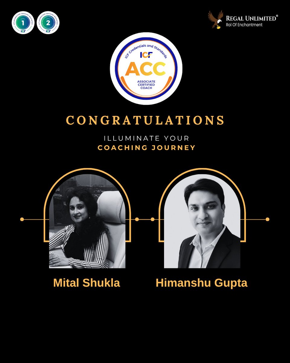 RegalUnlimited's tweet image. From "getting started" to "getting credentialed".

Celebrating Mital Shukla and Himanshu Gupta,  two amazing individuals who’ve grown with purpose and commitment to become the coaches they envisioned, now earning their ICF ACC credential!

#ACC #ICFCoaching