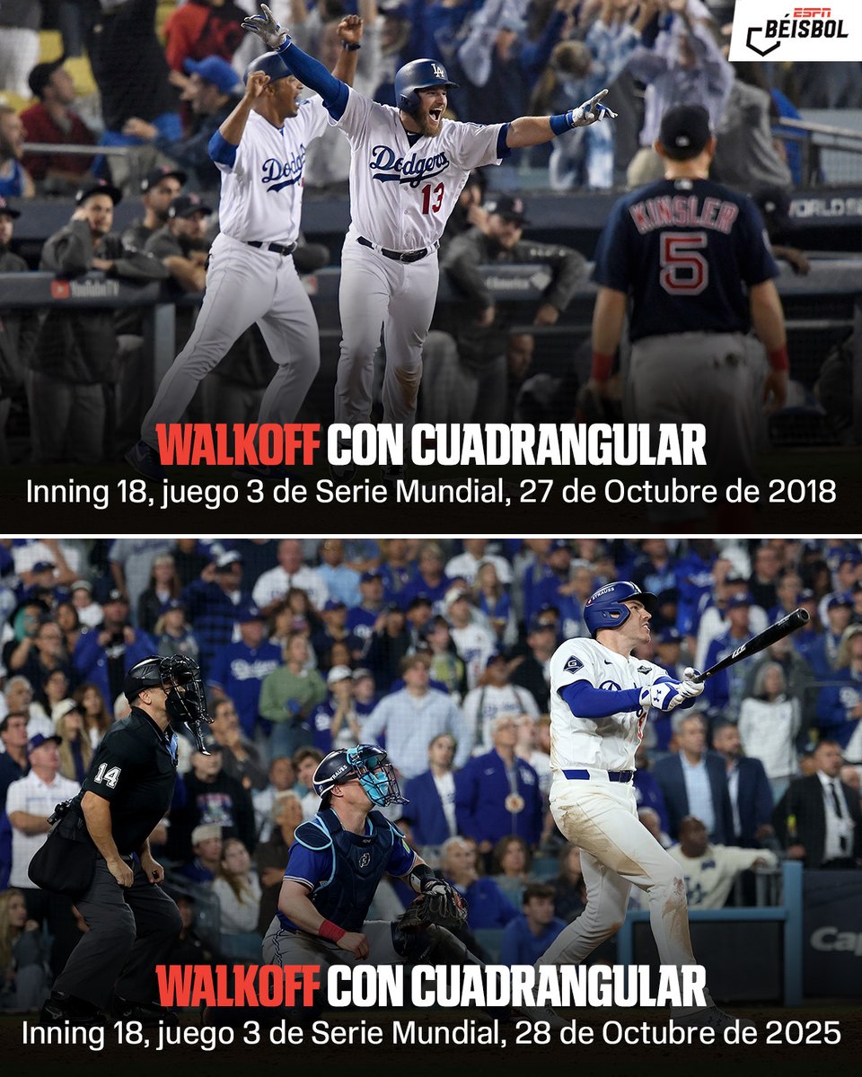 *Suena déjà vu de Olivia Rodrigo*

Hace 7 años, Max Muncy terminó con cuadrangular un juego 3 de Serie Mundial, en Dodger Stadium, en el 18° inning, hoy Freddie Freeman lo hizo de nuevo 🤯.