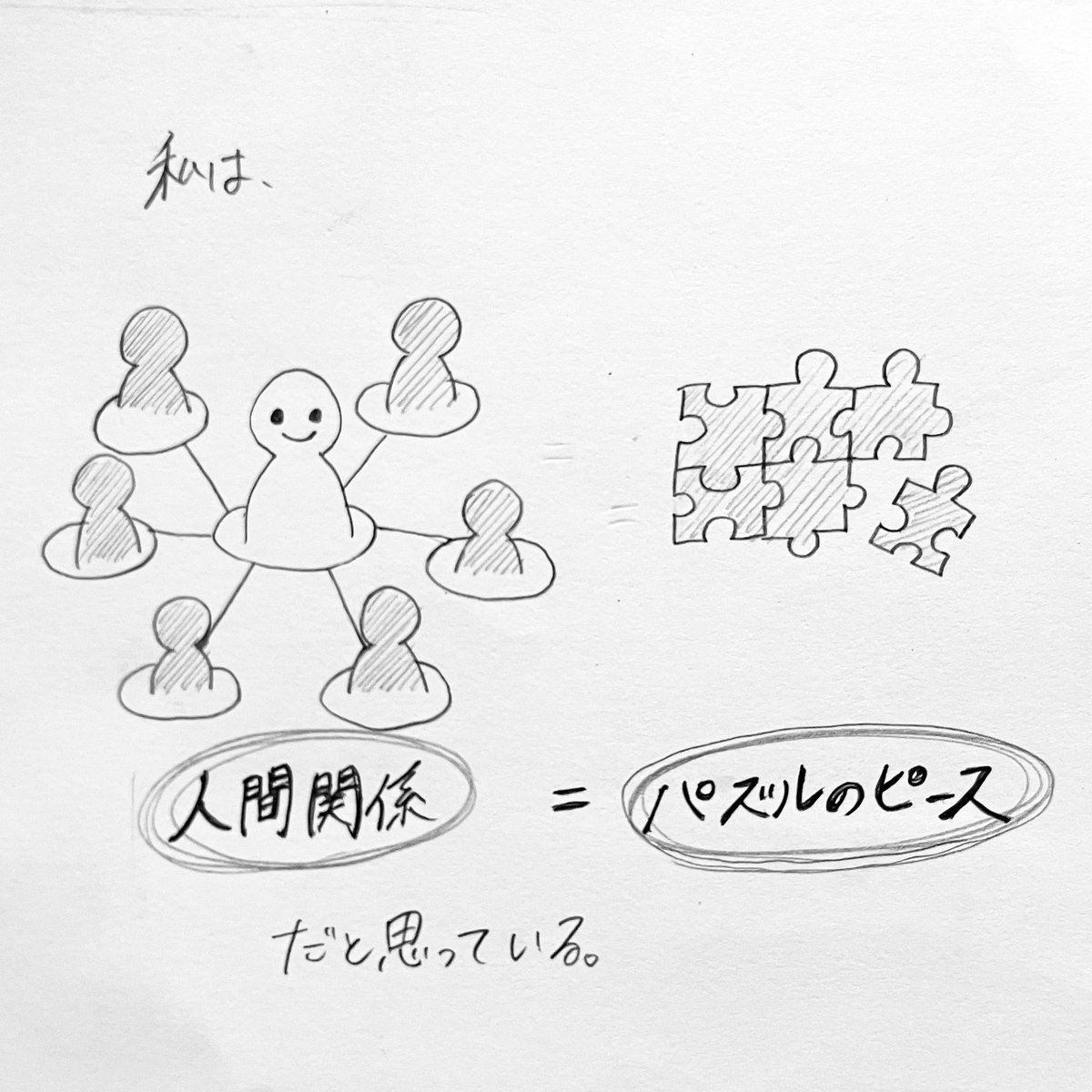 neren___koi's tweet photo. 人間関係とは、パズルのピースだ。（1/4）

#漫画 #マンガ #イラスト #エッセイ #エッセイ漫画 #イラストエッセイ #絵 #漫画が読めるハッシュタグ #アーティスト #クリエイター #イラストレーター #artwork #作品 #アナログイラスト #人間関係 #心 #パズル #ジグソーパズル #人生 #持論 #人生観 #幸せ https://t.co/s6XO7CFO2y